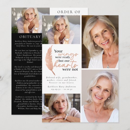 Programme Vos ailes étaient prêtes Ordre du service Photo (Devant / Derrière)