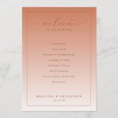 Programme Warm Peach Wedding Ceremony Program (Devant)