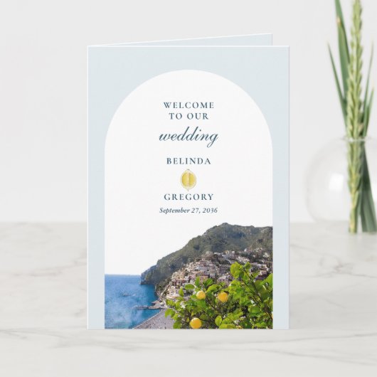 Programme Watercolor Amalfi Coast Arch Italy Lemons Wedding (Devant)