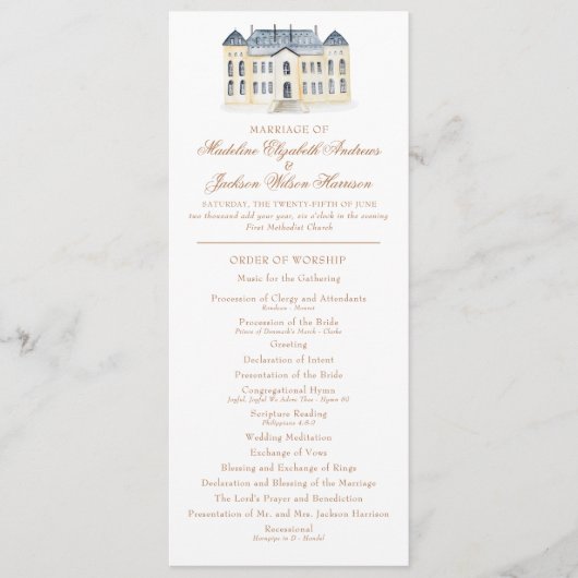Programme Watercolor Anglais Manor Mariage (Devant)