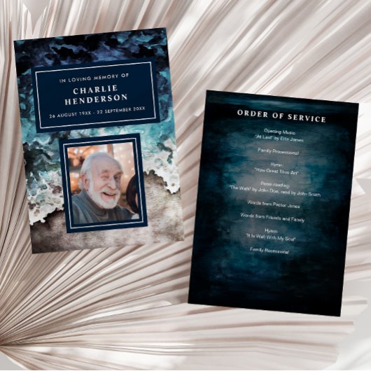 Programme Watercolor Beach In Love Mémoire Funérailles/Mémor