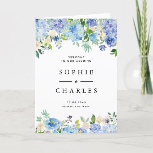 Programme Watercolor Blue Hydrangea Mariage Livret