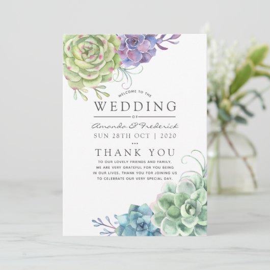 Programme Watercolor Desert Cactus Succulents Mariage (Debout devant)