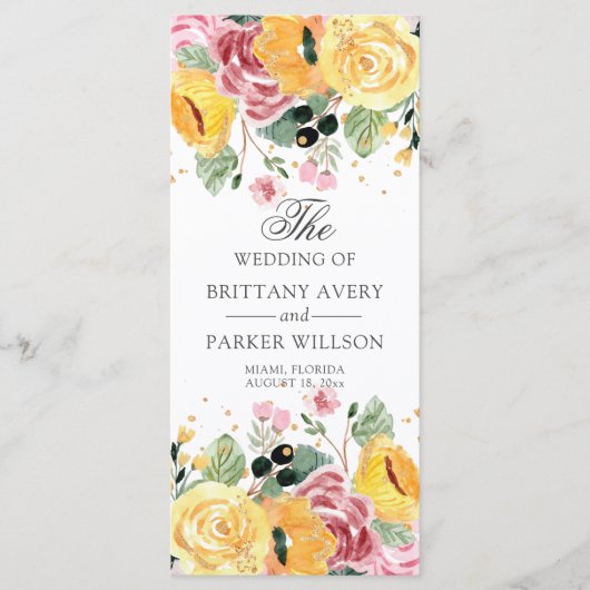 Programme Watercolor Floral Wedding Program (Devant)