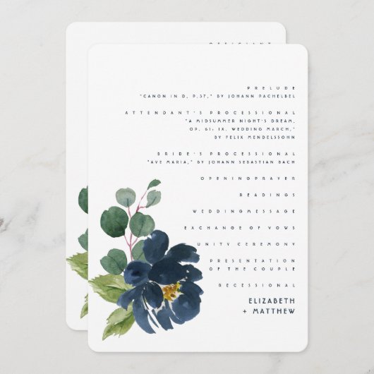 Programme Watercolor Floral Wedding Program (Devant / Derrière)