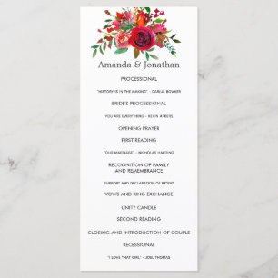 Programme Watercolor Floral Wedding Program