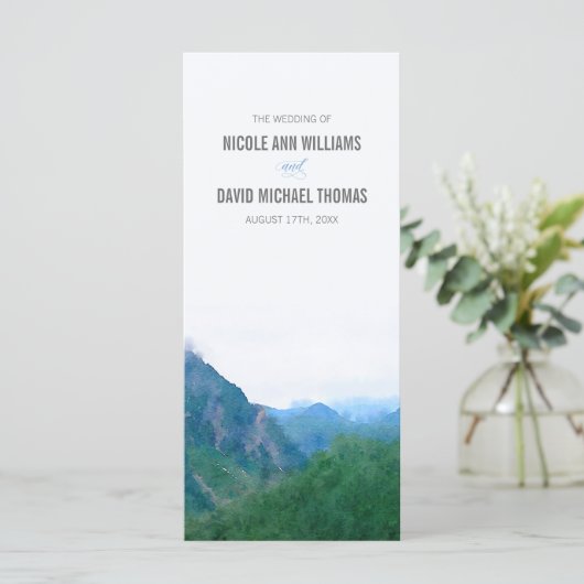 Programme Watercolor Mountain Wedding Program (Debout devant)