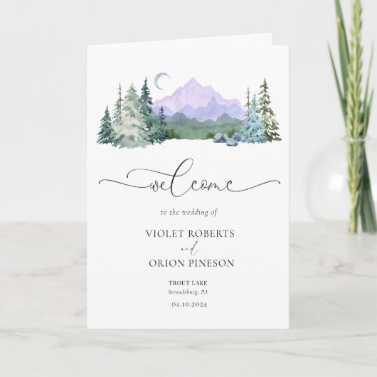 Programme Watercolor Mountains Rustic Forest Mariage (Devant)