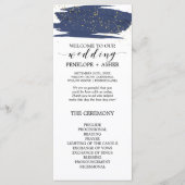 Programme Watercolor Navy et Gold Sparkle Wedding Program (Devant)