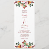 Programme Watercolor Rust Yellow Green Autumn Floral Wedding (Devant)