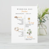Programme Watercolor Wedding day Timeline Flat Program (Debout devant)