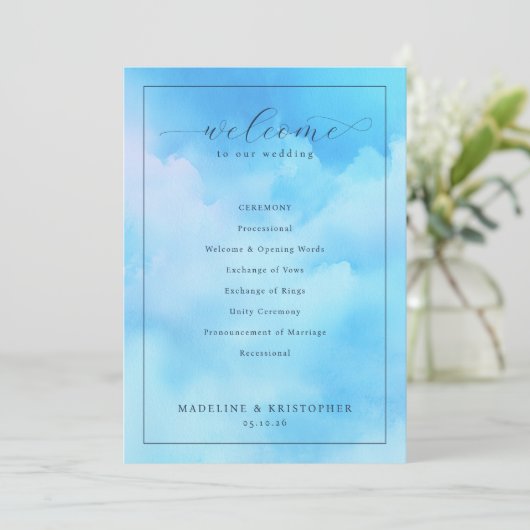 Programme "Wed" Blue Cloudy Sky Ceremony Schedule (Debout devant)