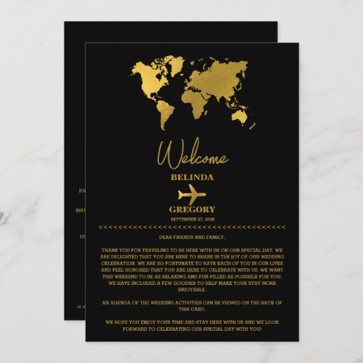 Programme Wedding Passport Sage Black Itinerary (Devant / Derrière)