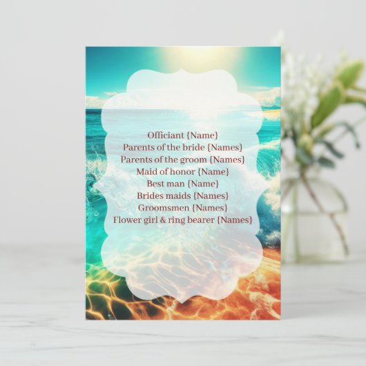 Programme  Wedding Program Ceremony Beach Template (Debout devant)
