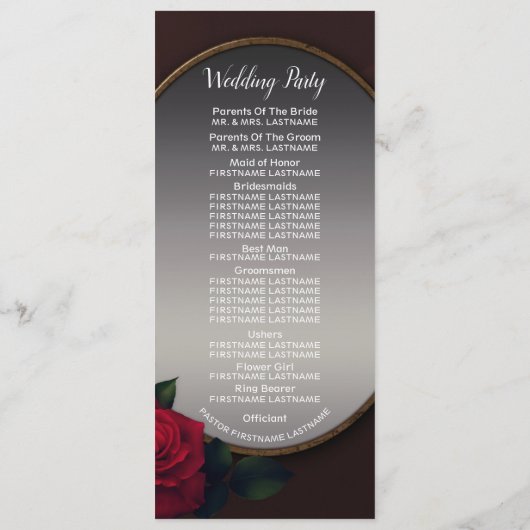 Programme Wedding Red Blush Floral Silver Gray Mirror (Dos)