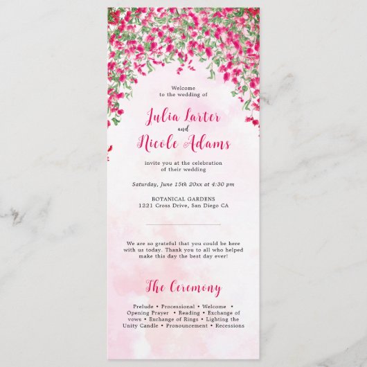 Programme Wedding shower forestier tropical des Bougainvilli (Devant)