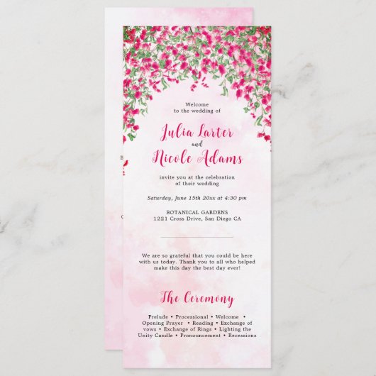 Programme Wedding shower forestier tropical des Bougainvilli (Devant / Derrière)