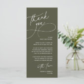 Programme Wedding Table Thank You Elegant Reception Card (Debout devant)