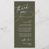 Programme Wedding Table Thank You Elegant Reception Card (Devant)