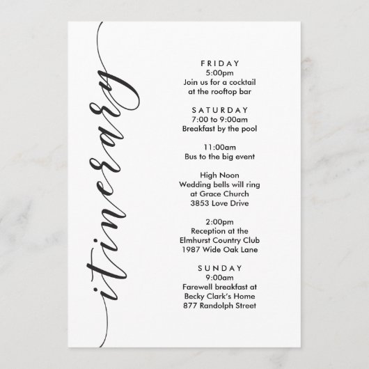 Programme Wedding Welcome Letter & Weekend Itinerary Card (Dos)