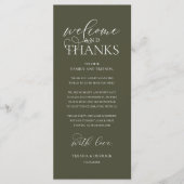 Programme "Welcome and Thanks" Classy Reception Guest Card (Devant)