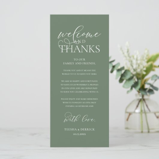 Programme "Welcome and Thanks" Classy Reception Guest Card (Debout devant)