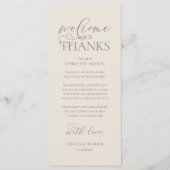 Programme "Welcome and Thanks" Classy Reception Guest Card (Devant)