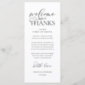 Programme "Welcome and Thanks" Classy Reception Guest Card (Devant)