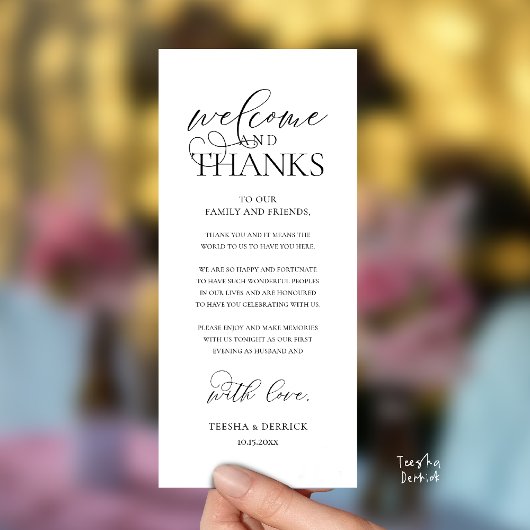 Programme "Welcome and Thanks" Classy Reception Guest Card