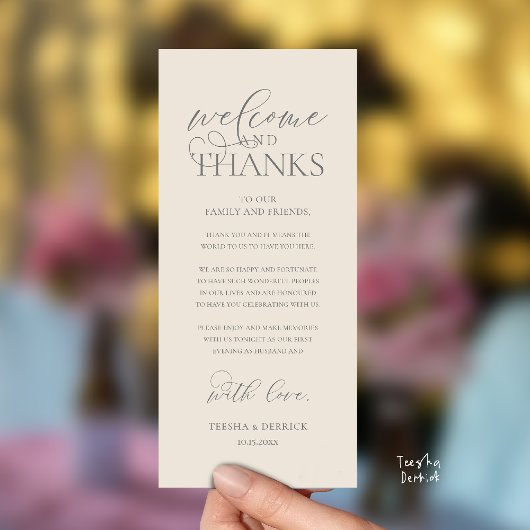 Programme "Welcome and Thanks" Classy Reception Guest Card