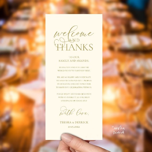 Programme "Welcome and Thanks" Classy Reception Guest Card