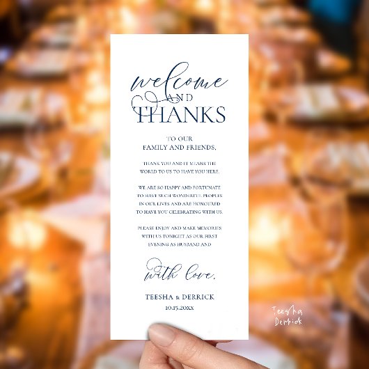 Programme "Welcome and Thanks" Classy Reception Guest Card