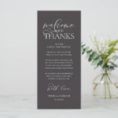 Programme "Welcome and Thanks" Classy Reception Guest Card (Debout devant)