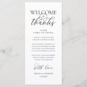 Programme "Welcome and Thanks" Elegant Reception Guest Card (Devant)
