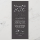 Programme "Welcome and Thanks" Elegant Reception Guest Card (Devant)