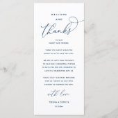 Programme "Welcome and Thanks" Elegant Reception Guest Card (Devant)