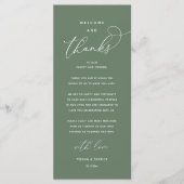 Programme "Welcome and Thanks" Elegant Reception Guest Card (Devant)