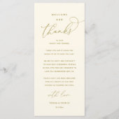 Programme "Welcome and Thanks" Elegant Reception Guest Card (Devant)