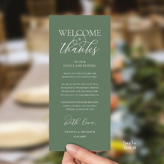 Programme "Welcome and Thanks" Elegant Reception Guest Card