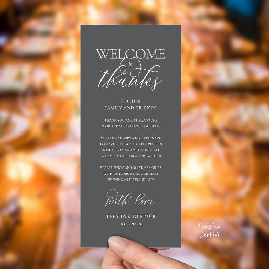 Programme "Welcome and Thanks" Elegant Reception Guest Card
