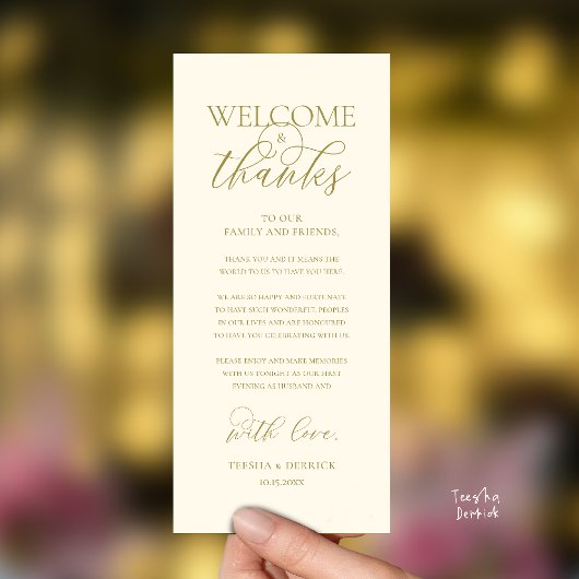 Programme "Welcome and Thanks" Elegant Reception Guest Card