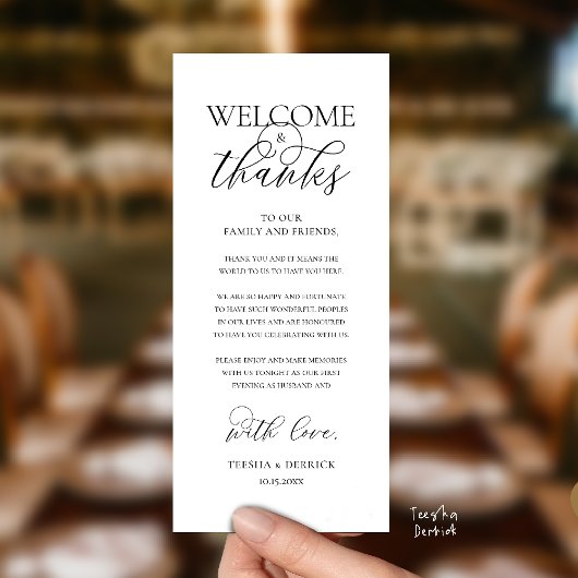 Programme "Welcome and Thanks" Elegant Reception Guest Card
