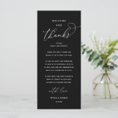 Programme "Welcome and Thanks" Elegant Reception Guest Card (Debout devant)