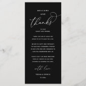 Programme "Welcome and Thanks" Elegant Reception Guest Card (Devant)