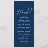 Programme "Welcome and Thanks" Elegant Reception Guest Card (Devant)