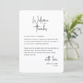Programme Welcome and Thanks, Place Setting Thank You Card (Debout devant)