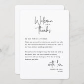 Programme Welcome and Thanks, Place Setting Thank You Card (Devant / Derrière)