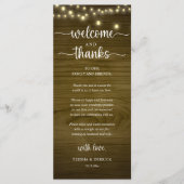 Programme "Welcome and Thanks" Rustic Reception Guest Card (Devant)