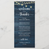 Programme "Welcome and Thanks" Rustic Reception Guest Card (Devant)