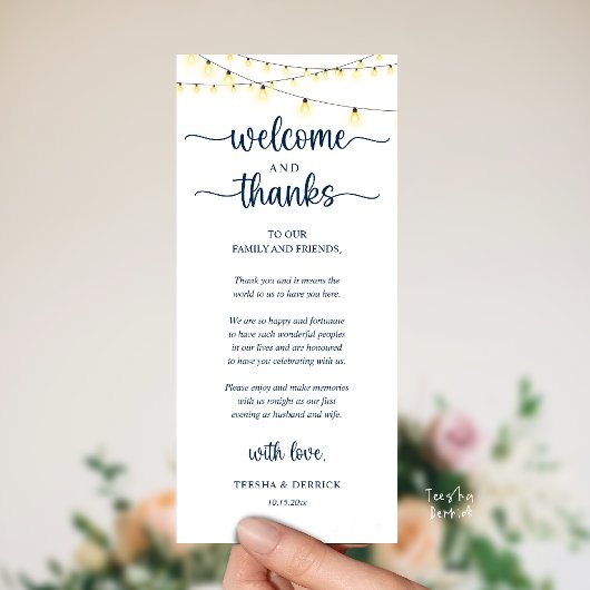 Programme "Welcome and Thanks" Rustic Reception Guest Card